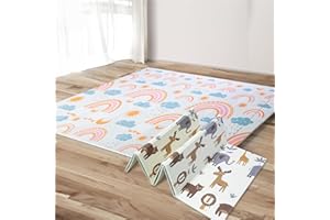 A&M Italia Tappeto Gioco Bambini Pieghevole 200x150cm con Borsa da Trasporto - Tappetino Gattonamento Neonato Sensoriale, Antiscivolo e Impermeabile