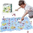 Puzzle with Rail Car for Kids Ages 3-5, Toddler Puzzle Track Play Set Gift, Critical Thinking Educational Toys for 3 4 5 6 Year Old Boys Girls, Montessori Toys for Kids