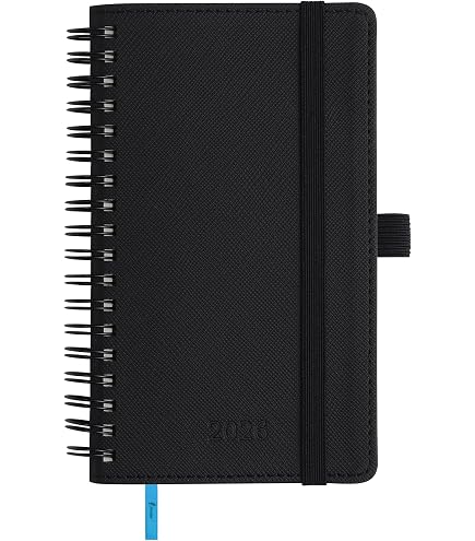 Zettler Taschenplaner 2025 – Faltbarer PVC-Kalender Mit Monatsübersicht, Adressheft & Notizen, Schwarz, 9,5x16 Cm