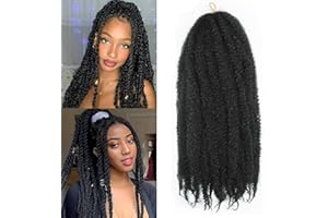 XIIMENALU Marley Twist Braiding Hair Afro Twist Hair Kinky Curly Cuban Twist Hair Senegalese Twist Crochet Hair Marley Twist Hair Synthetic Crochet Braids Marley Hair Extensions (1b, 18inch/6packs)