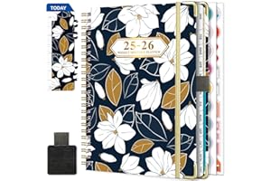 NEYSA Agenda Settimanale 2025 2026 Spirale Luglio 2025 - Giugno 2026 (12 mesi) A5 School Planner con Passante per Penna, Righello Segnalibro e Adesivi per piani (Nero)