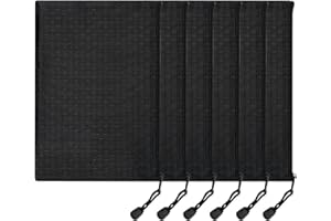 DEVANTIA Oxford Geldsack Dokumententasche A5 - Wasserdichte Aufbewahrungsbeutel aus Oxford-Stoff, Feuerfeste Dokumententasche Mit Reißverschluss, Zip Beutel für Bargeld, Quittungen, Karten (Schwarz, 6 Stück)