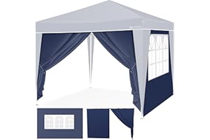 KESSER® 2X Seitenwand für Pavillon 3x3m - Faltpavillon Pop Up | klappbar | platzsparend | verstaubar| mit Reißverschluss| Seitenfenster Transparent| Wetterbeständig | Pavillon Seitenteile | Blau