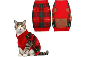 Katzinst Dog Jumper, Dog Christmas Jumper with Classic Plaid, Knitted Dog Fleece Jumper with Leash Hole, Puppy Sweater Dog Jumpers Medium Size for Bichon Frise French Bulldog Clothes, Green XS