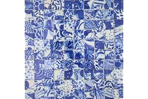 Yuvori Carreaux de mosaïque en céramique fabriqués à la main, 2 cm, 0,5 kg, bricolage, Qinghua chinois traditionnel et moderne, décoration d'intérieur, projets d'art de bricolage dans la salle de