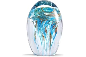 EUSTUMA Figurines de conque en Verre soufflé à la Main, Ornement d'animaux Marins pour décoration d'intérieur, Collection d'animaux Marins pour Cadeau d'anniversaire, Coquillages en Verre (méduse)