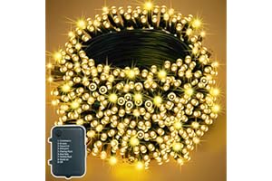 ‎LIGHPRENIX Lighprenix Lichterkette Außen Batterie - 20M 200LEDs Lichterkette Weihnachtsbaum mit 8 Modi Timer, IP44 Wasserdicht Warmweiß Lichterkette Innen für Balkon Zimmer Party Garten Deko
