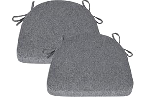 baibu Set of 2 Chair Cushion with Ties for Dining Chairs [43x42x5 cm] Non Slip Kitchen Dining Chair Pad and Seat Cushion with Machine Washable Cover- Dark Grey