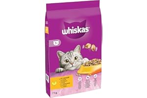 WHISKAS Croquettes Chat Adulte 1 An +, Sac de 7 kg, Au Poulet, Nourriture Chat Sèche Complète et Équilibrée, Croquettes chat