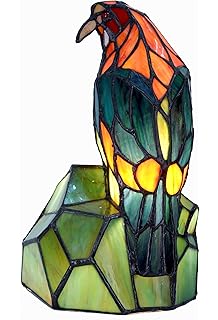 Zhimei Tiffany Style Parrot Table Lamp, 28
