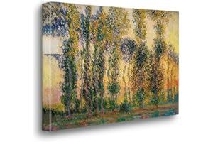 Giallobus - Quadro - Claude Monet - Pioppi a Giverny - Tela Canvas Telaio Premium Alto Spessore - 70x50 - Pronto da Appendere - Quadri Moderni per la casa