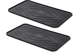 Carpido Schuhabtropfschale 2er Set Schuhablage Ablage - Fressnapfunterlage Napfunterlage Schuhbrett Schuhtablett – Schuhwanne Abtropfschale schwarz 35x63 cm