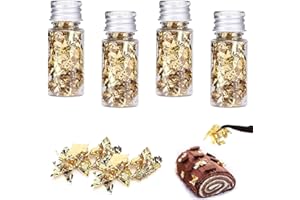 YREYBN 4 Bottles Gold Leaf Flakes, Multifunctional Gold Foil Paper, Decorations DIY Craft Gold Leaf Home Restaurant Decor Gold Foil for Decoration, Painting, Health & Spa, Facial Care and Crafts