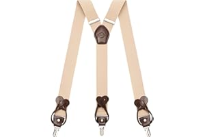Kohentact Tirantes para Hombre con Clip y Botón, Incluye 6 Botones, Ancho de 3.5 cm en Forma de Y para Alturas Hasta 200 cm, Acero Inoxidable, Rango de Ajuste de Elasticidad Extra Grande