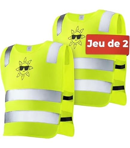 GNHG Gilet Fluo Enfant, Gilet De Sécurité Pour Enfan,Gilet Jaune Enfant
