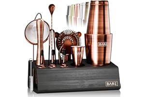 BARE BARREL Mixology Bartender Kit Bar Set | 14 pezzi Boston Cocktail Shaker Set (BKC3 - Rame antico)