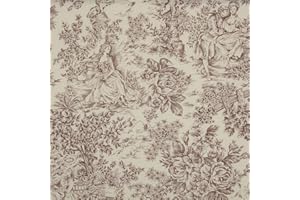 Kt KILOtela - Tela por Metros Loneta Estampada, Decoración, Cojines, Tapizar, Colchas, Cortinas, Manteles, Ancho 280 cm, Largo a Elección de 50 en 50 cm, Romántico, Toile de Jouy, Marrón, Crudo