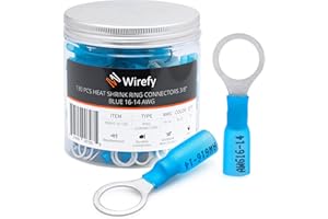 Wirefy 130 PZ Connettori Occhiello M10 - Kit Terminali Anello Termoretraibili - Capicorda Elettrici Crimpare - Blu 1,5-2,5 mm