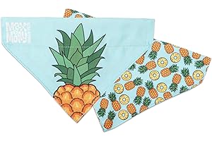 MAX & MOLLY URBAN PETS Max & Molly Bandana réversible en tissu pour chiens et chats, tissu doux, design sans cravate, passe à travers la boucle supérieure (ananas, moyen-grand)