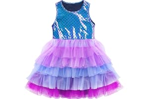 FILOWA Klänningar för flickor, barn, muslin, sjöjungfru, barnklänningar, prinsesskostym, elegant, glitter, tyllkjol, ärmlös/l
