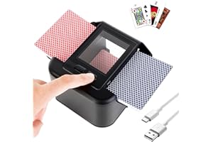 BIBYKIVN Mezclador automático de cartas de juego, mezclador eléctrico portátil, recargable de 2000 mAh para Poker, Blackjack, Texas Hold'em (B-Negro)