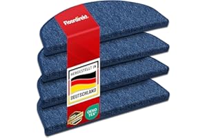 Floordirekt tappetini per gradini Interni per Scale, Tappeto per Scale, Tappeto Autoadesivo, per gradini, Protezione Scale, Tappeto per gradini (Londra, Blu Scuro, 65 x 23 cm, semicircolare)