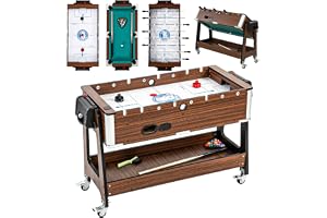 SPORTNOW 3-i-1 roterande spelbord med tillbehör för barn | Multifunktionsbord, biljard, fotboll, lufthockey, förvaringslåda