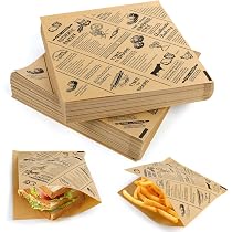 150 Pièces Papier Emballage Alimentaire 15x15cm - Papier Ciré Résistant Huile Et Eau Pour Burgers, Sandwichs Et Frites