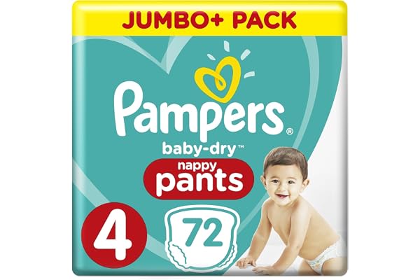 Pampers Baby-Dry Pants Taille 4 72 Couches Culottes Faciles à Enfiler avec Canaux d’Air Jusqu’à 12 Heures Bien au Sec