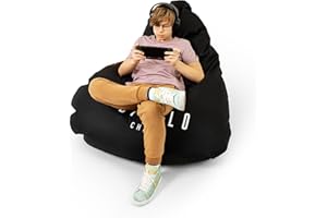 Duża Pufa Gamingowa Diablo Chairs Worek z Wypełnieniem do Siedzenia XXL Beanbag Poliester 110 cm x 100 cm (Czarna)