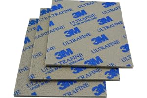 INDIAN STORE 24 Tamponi morbidi 3M Confezione da 3 tamponi abrasivi in ​​spugna abrasiva Levigatura e lucidatura Tamponi in schiuma per levigatura a umido o a secco lavabili e riutilizzabili (ultrafine)