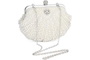 UBORSE Bolso de Fiesta Pequeña Elegante Bolsa de Noche perlas Mujer Bolso de Boda Clutch Monedero del Banquete Cocktail con 3 correas de cadena extraíbles