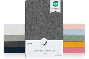 ‎LALENI Laleni 2er Set Frottee Spannbettlaken 42x81cm - Oeko-TEX Zertifiziertes Bettlaken- Faltenfreie Spannbetttücher für Kinderbett - Babybett und Moses Körbchen- Anthrazit