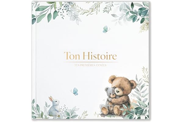 Wellode Livre de Naissance Bébé avec 76 Pages et Stickers Dorés - Album de Naissance et Livre Souvenir Bébé pour Coller des Photos et Écrire - Idéal Cadeau Naissance Fille et Garçon