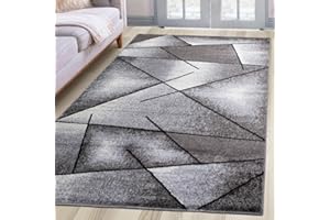 ‎OKU-TEX oKu-Tex Teppich | Webteppich | für Wohnzimmer, Flur, Schlafzimmer | Grau Modern | geometrisches Design | Öko-Tex 100 |Größe 160 x 230 cm, 30161grau160230