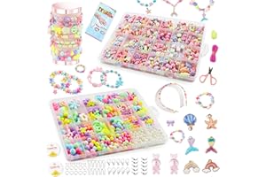 GALERIE SV 2 Scatole Perline Colorate dei Bambini Regalo Bambina 5-12 Anni, Kit Braccialetti Fai Da Te Bambina, Realizzare Gioielli Bracciali Collane Kit di Artigianato Creare Gioielli per Bigiotteria