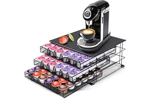 Myiosus Porte Capsule Dolce Gusto 108 PCS, Support Dosette Dolce Gusto avec 3 Tiroirs, Grande Capacité Rangement Capsules Porte Dosettes avec Surface Anti-Vibration pour Cuisine, Maison, Bureau