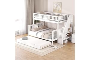 Dolamaní Letto a soppalco 90 (140) x 200 cm, con scala e letto estraibile, letto a castello con letto pieghevole e spazio per bambini, culla scale con ripiani, con protezione anticaduta in legno,