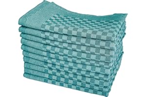 Zestri Profi Premium Zwirn Grubentücher 50x70 cm | 10er-Set Küchenhandtücher | Petrol Kariert | 100% Baumwolle 200 g/m² | Oeko-TEX 100 | Saugstark & Modern