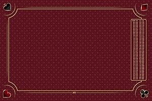 MTJ - Tapis Belote de Luxe Galonné - 60x40 cm - Matière Jersey Néoprène - Fabrication Française (Rouge)