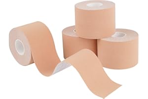 PHYTOP Cinta de Kinesiología para Sujeción de Rodillas y Músculos, Kinesiotape para Alivio del Dolor y Fisioterapia (4 Paquete, Color Beige)