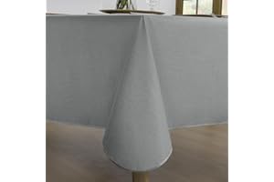 Romanstile Nappe en toile cirée grise - Rectangulaire - Avec ourlet - Aspect lin - En PVC - Imperméable - Résistant aux intempéries - Pour anniversaire, fête, été, barbecue, pique-nique - 140 x 180 cm