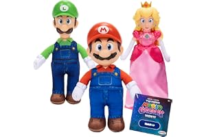 Super Mario Galaxy Movie Jumbo Plush Multipack 9" / 23cm, Officiellt licensierad av Jakks Pacific, Innehåller Mario, Luigi och Peach samlarplyschfigurer, för åldrarna 3+