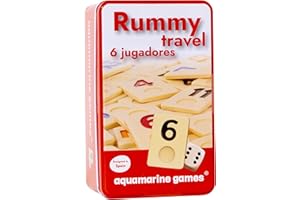 Aquamarine Games - Rummy Travel 6 Joueurs, Multicolore (DO004), de 7 à 9 Ans.