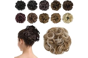 BARSDAR Postiche Chignon Cheveux Naturel Chignon Effet Decoiffe MéChéS Bouclé Chouchous Extensions de Cheveux Scrunchies OnduléS Donut Mariage pour Femme