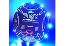 TOSY Flying Ring - 12 LEDs, Super Bright, Very Soft & Phosphorescent Rim, Auto Light Up, Safe, Waterproof, Lightweight frisbe