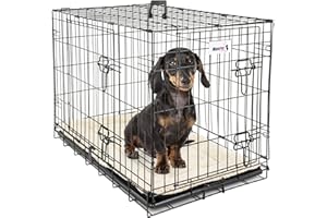 MaxxPet Metal Cages de Chiens, Caisse de Transport pour Chien, Moyenne Cage Chien avec 2 Portes, Cage Chien Interieur, Dog Crate Voiture, Cage Pliable Chien, 76 x 48 x 53 cm, Noir