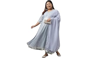 XL LOVE - By Janasya Damen Kurta aus Georgette mit Foliendruck und Dupatta