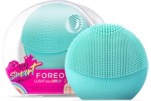 FOREO LUNA play smart 2 - Dispositivo de análisis de la piel y limpieza facial para todo tipo de piel, con pilas AAA reemplazables, Mint For You