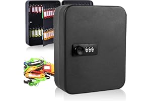 E-GREETSHOPPING 72 Key Box Wall Mounted Key Safe Cabinet, High Security Steel Combination Key Safe Storage Box Outdoor with 75 Key Tags, Large Key Cabinet Security Lock Storage Box for Office Property Hotel Garage